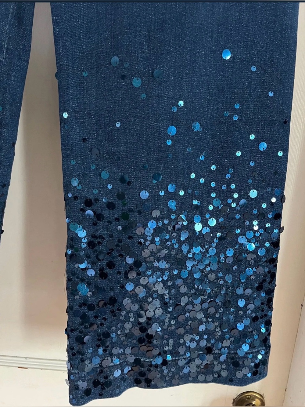 Anthropologie The Colette Cropped High-Rise Wide-Leg Sequin Jeans in Size 28R - Picture 3 of 7